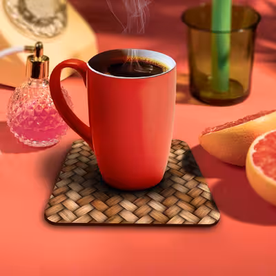 زیر لیوانی لوکسینو مدل بامبو طرح حصیری مجموعه 6 عددی