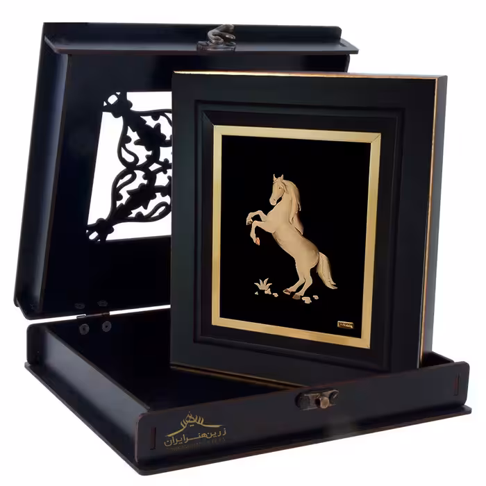 تابلو طلاکوب زرین هنر ایران مدل اسب پرشی