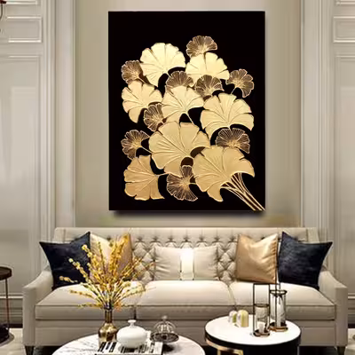 تابلو نقاشی ورق طلا طرح گل دکوراتیو کد 0112