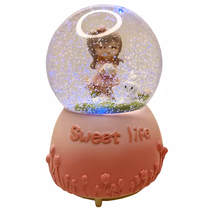 گوی موزیکال مدل پمپی Sweet Life طرح دختر مهربون و خرگوش کوچولو کد PA8