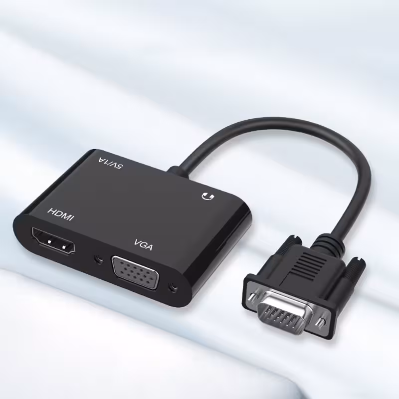 تبدیل VGA به HDMI و VGA با صدا (کالای نو با بستهبندی آسیبدیده)
