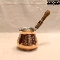 قهوه جوش مسی چکشی شکمی دسته چوبی نانو | سایز 2 _ 150cc | مدل موکا