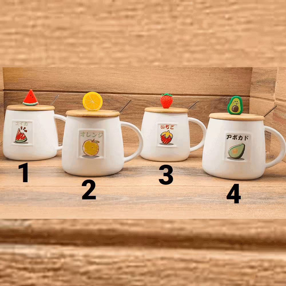 ماگ درب چوب طرح میوه