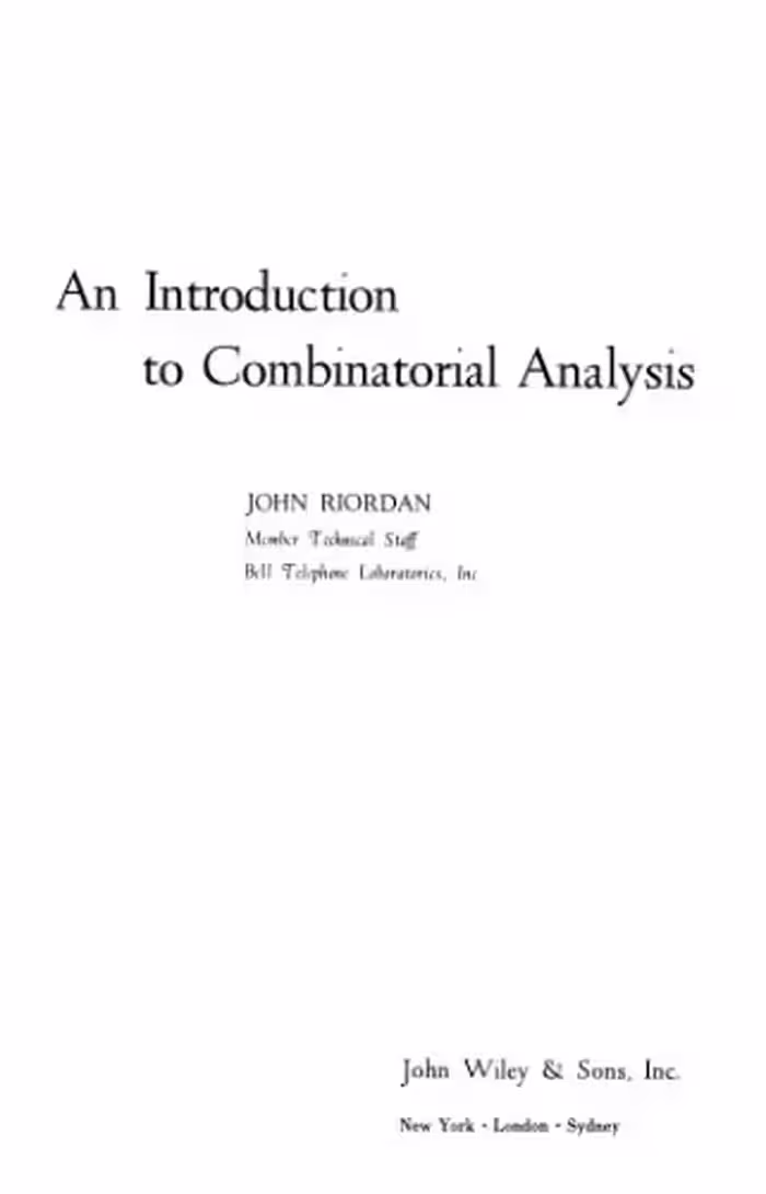 خرید و دانلود نسخه کامل کتاب Introduction to combinatorial analysis