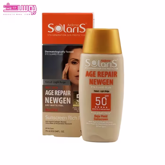فلوئید ضد آفتاب رنگی ایج ریپیر نیوژن SPF50 سولاریس حجم 75ml