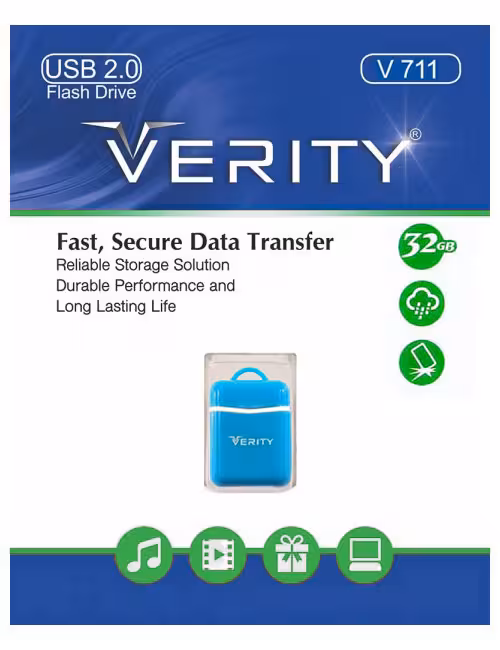 فلش مموری وریتی مدل V711 آبی ظرفیت 32 گیگابایت