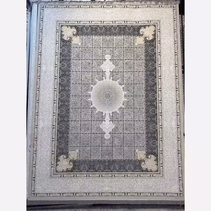 فرش ماشینی کاشان1200شانه طرح هلنانقره ای 12متری(باارسال رایگان)