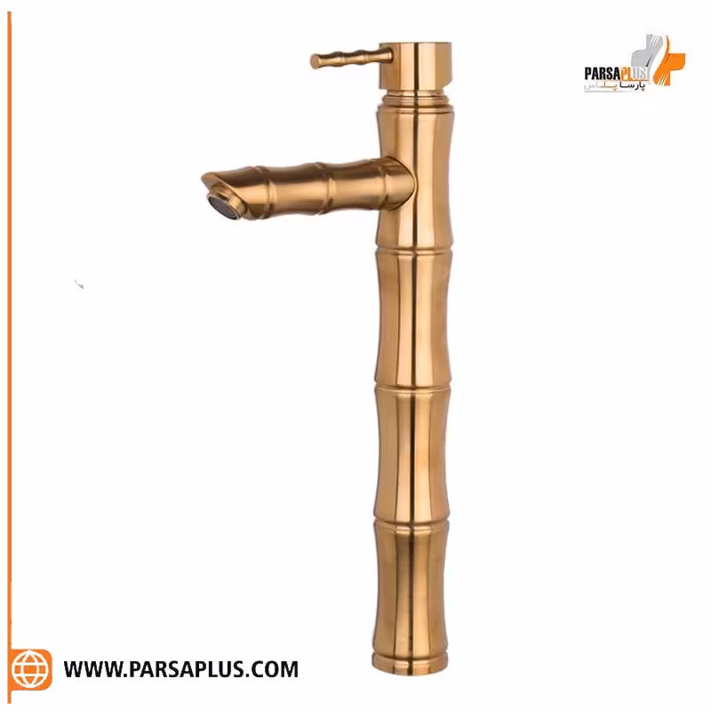شیر روشویی پایه بلند دوان مدل سوران طلایی مات