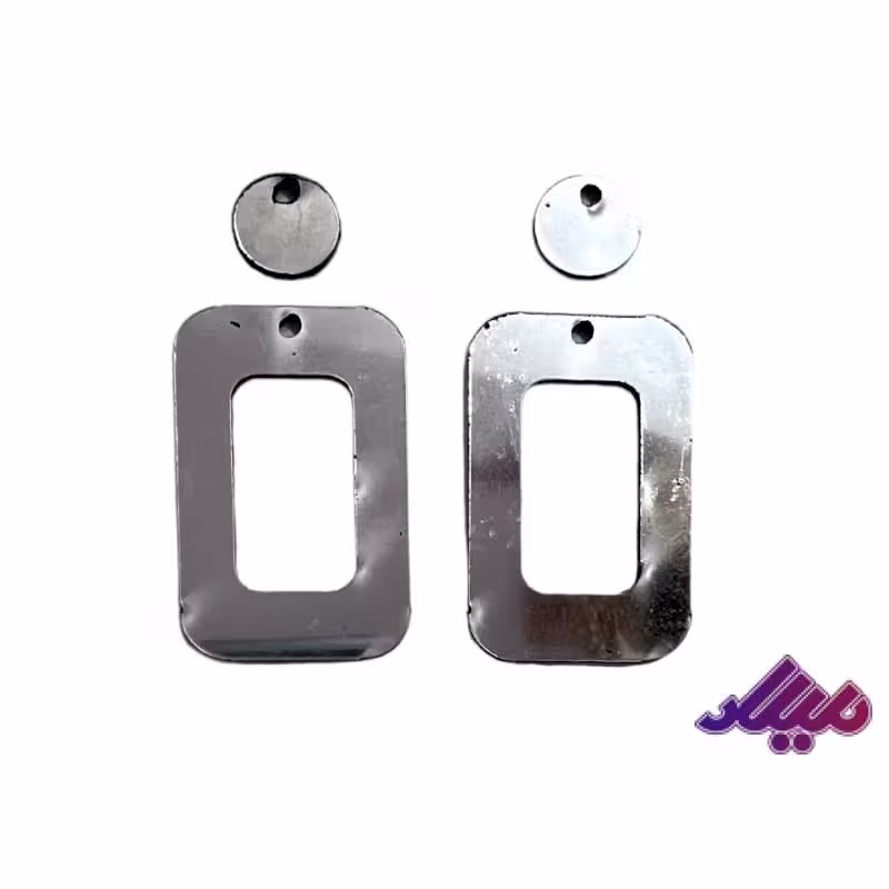 مولتی استایل نقره ای گوشواره مستطیل تو خالی 2/5*4سانت