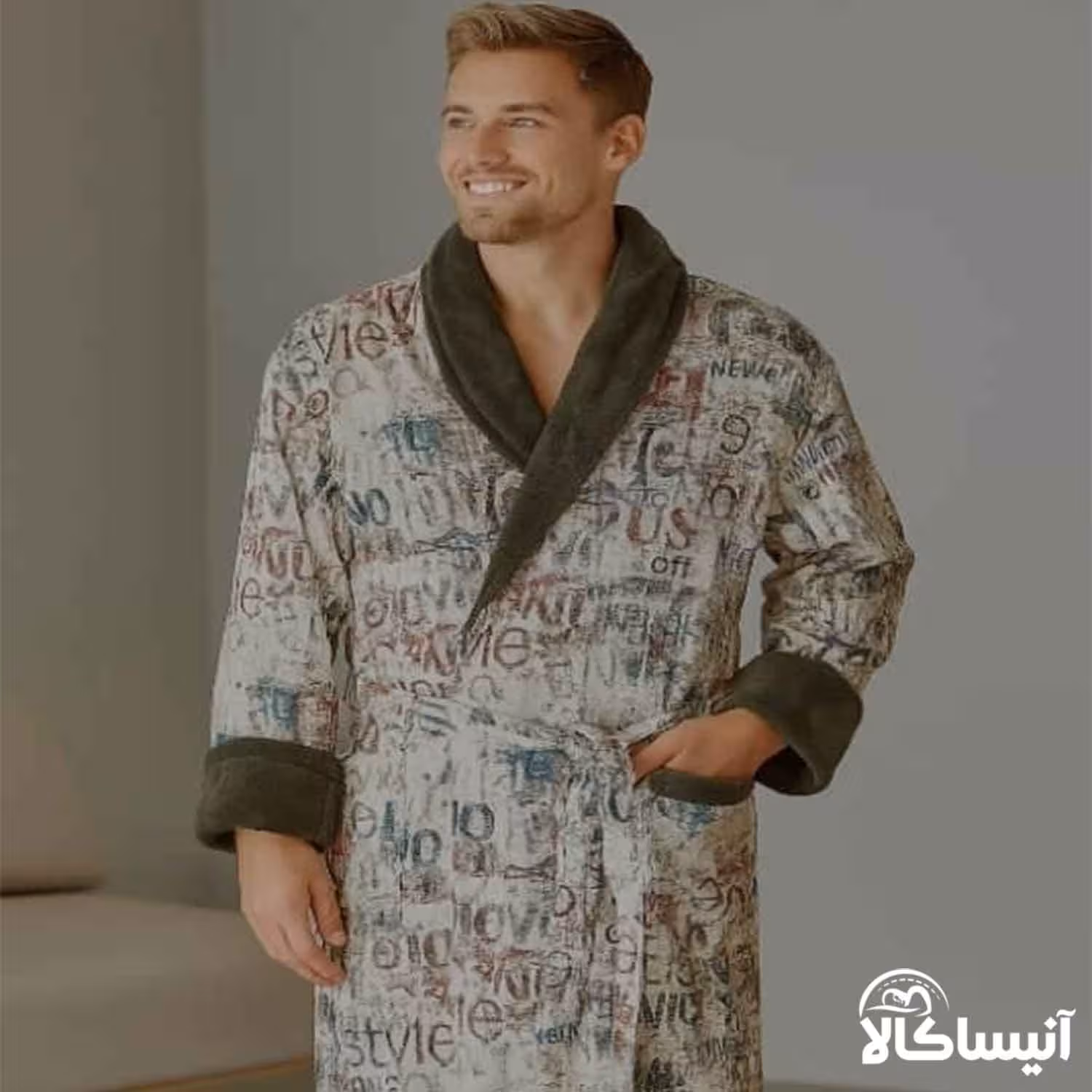 حوله پالتویی برق لامع مدل چاپی 125