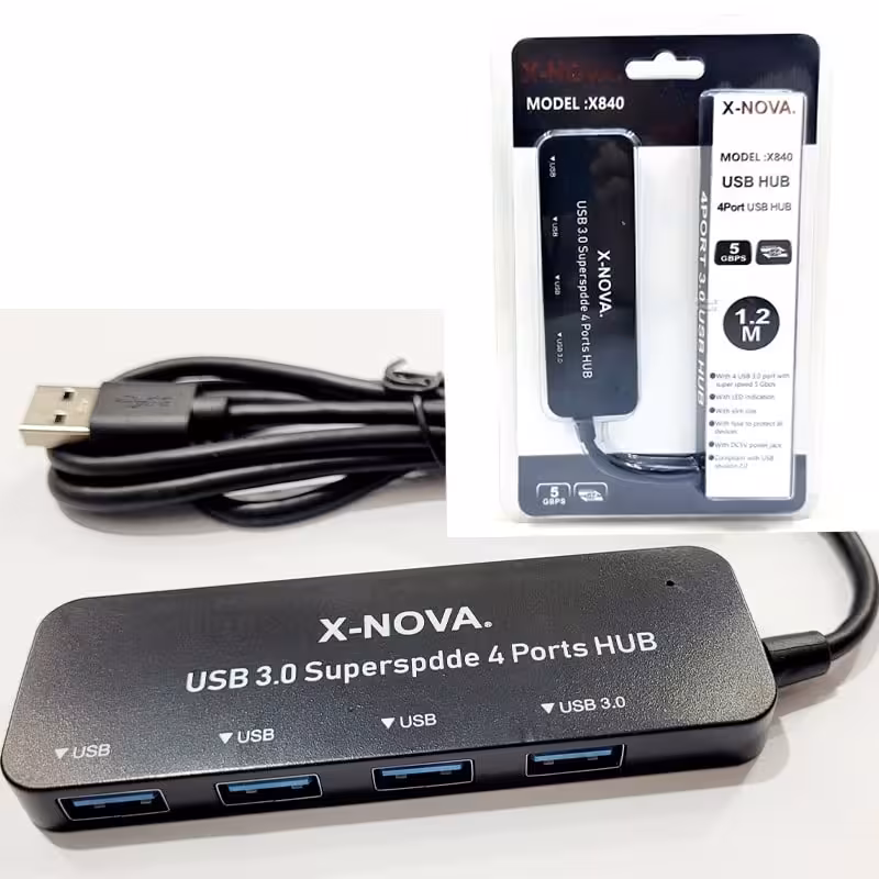 هاب 4 پورت ایکس نوا X-NOVA مدل X-840 طول کابل 1.2 متر