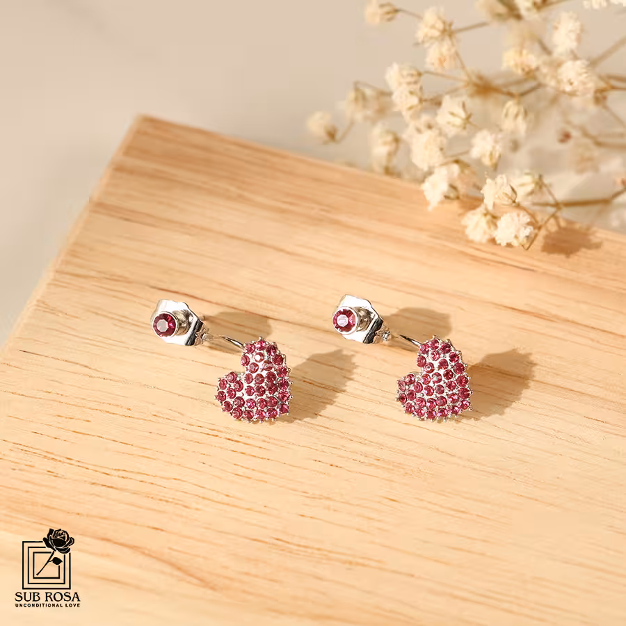 گوشواره سواروسکی المنتس طرح قلب 13118