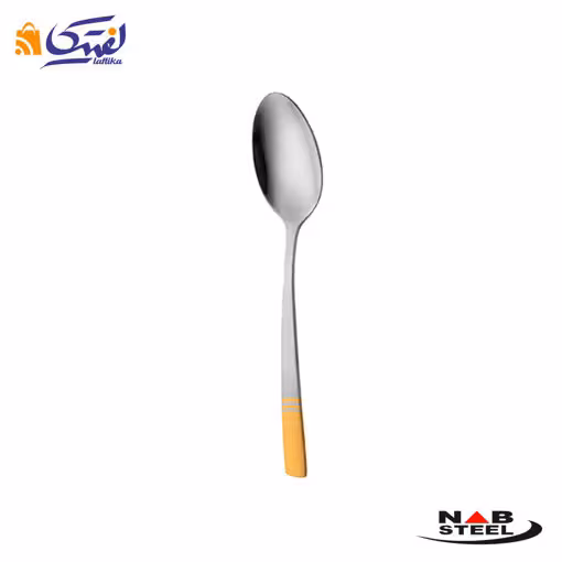 قاشق غذاخوری ناب استیل مدل فلورانس دور طلایی 6 عددی