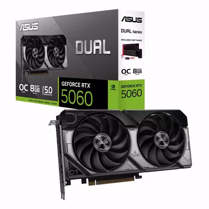 کارت گرافیک - برند ایسوس - سری Dual GeForce - مدل RTX 5060 - حافظه 8 گیگابایت GDDR7 - نسخه OC