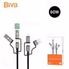 کابل چندکاره بیوا Biva C-39 6 in 1 Multifunction Data Cable طول 1.2 متر توان 60 وات