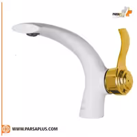 شیر روشویی دوان مدل گلاژ سفید طلایی
