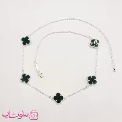 گردنبند زنانه ونکلیف سبز تیره آبکاری نقره کیفیت مستر کد 430