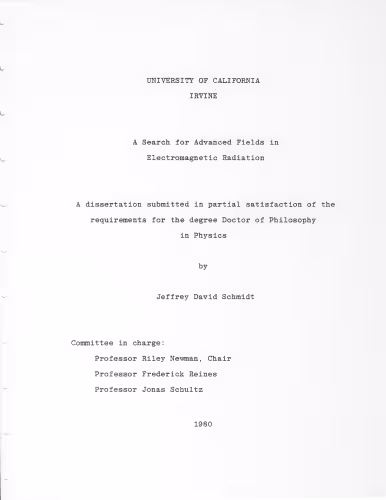 خرید و دانلود نسخه کامل کتاب A search for advanced fields in electromagnetic radiation [thesis]