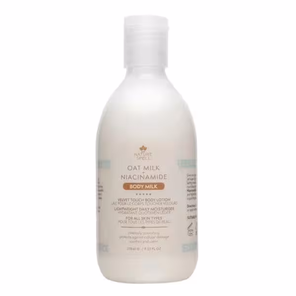 لوسیون بدن نیچر سپل Nature Spell مدل oat milk   niacinamide حجم 276 میل اصل | مناسب انواع پوست
