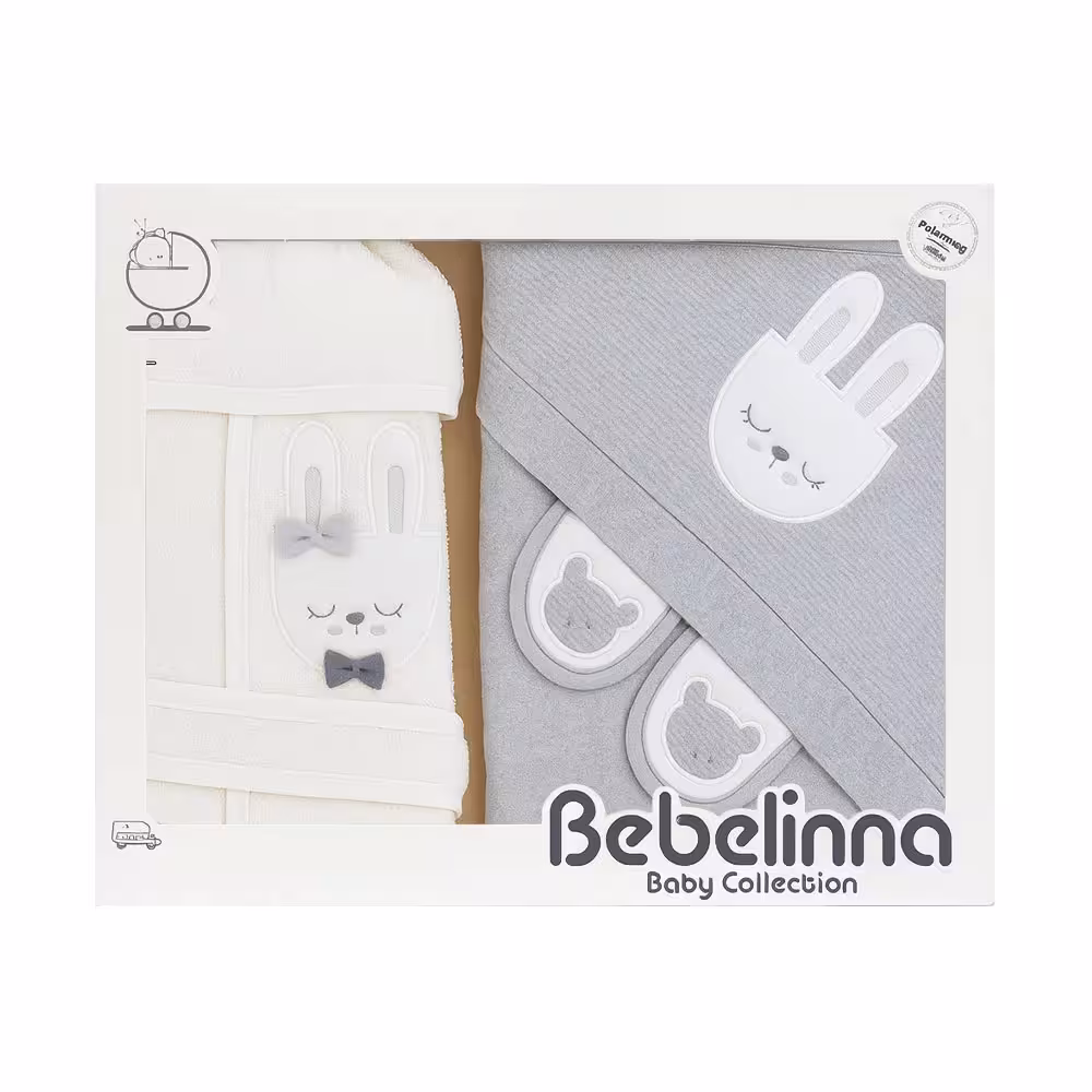 ست حوله نوزاد 4 تکه ببلینا Bebelinna طرح خرگوش طوسی