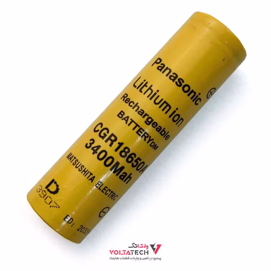 باتری لیتیوم یون 3.7v سایز 18650 ظرفیت 3400mAh برند Panasonic
