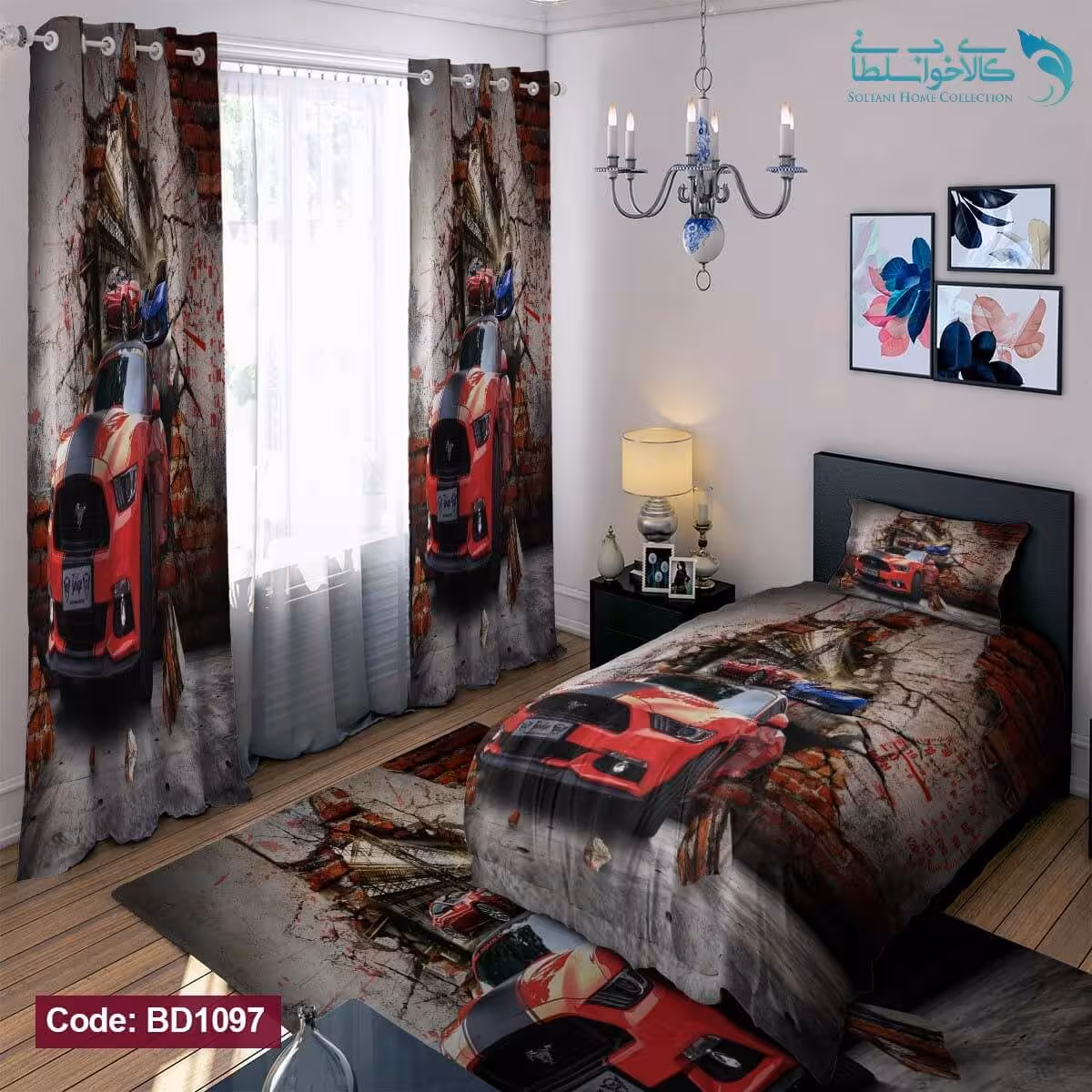 روتختی طرح ماشین قرمز یکنفره کد BD1097