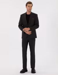 کت و شلوار مردانه خاکستری تیره کاشارل