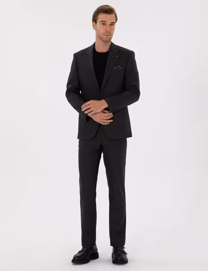 کت و شلوار مردانه خاکستری تیره کاشارل