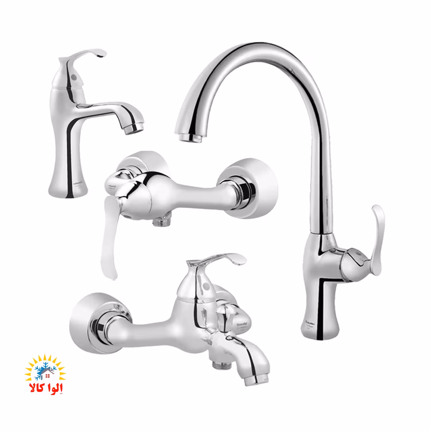 ست شیرآلات شودر مدل کلاسیک کروم