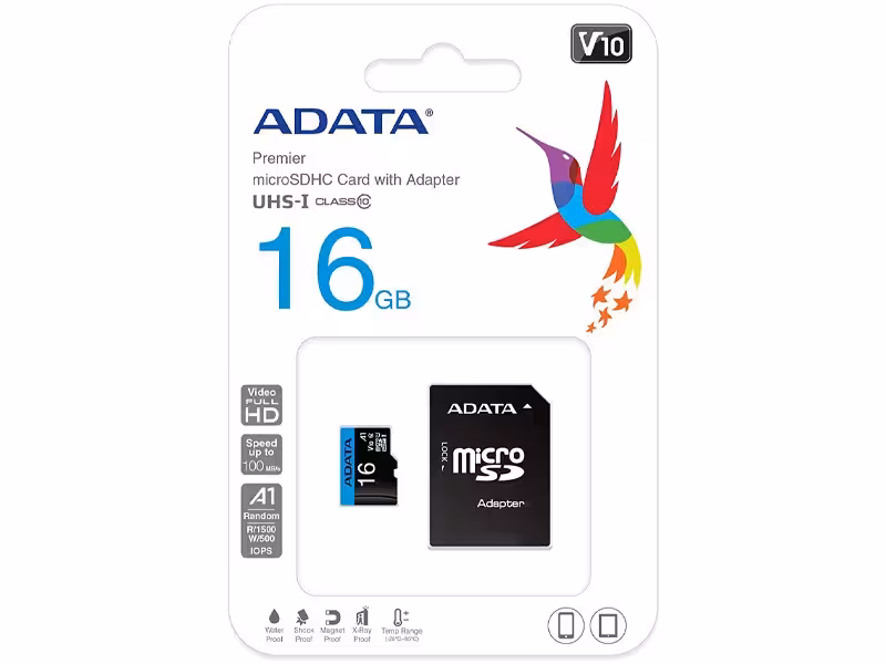 کارت حافظه ای دیتا مدل ADATA Premier microSDHC Card UHS-I Class 10 A1 V10 16GB