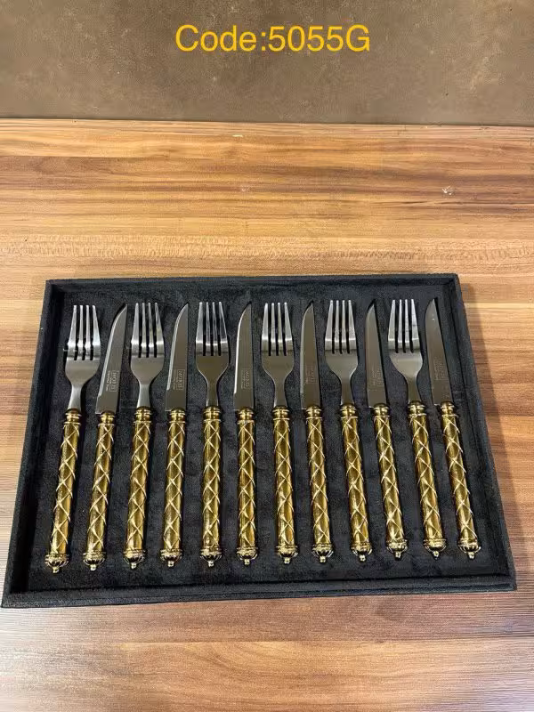 کارد وچنگال استیل دسته برنجی110495