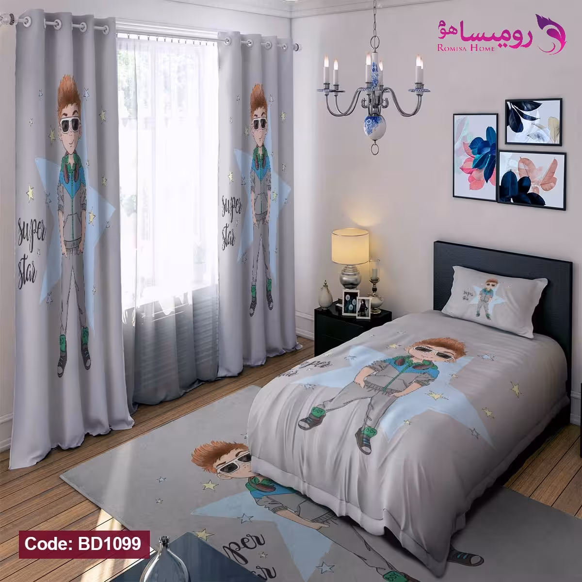 قیمت و خرید روتختی طرح پسر خوشتیپ یک نفره برند دکو کد BD1099