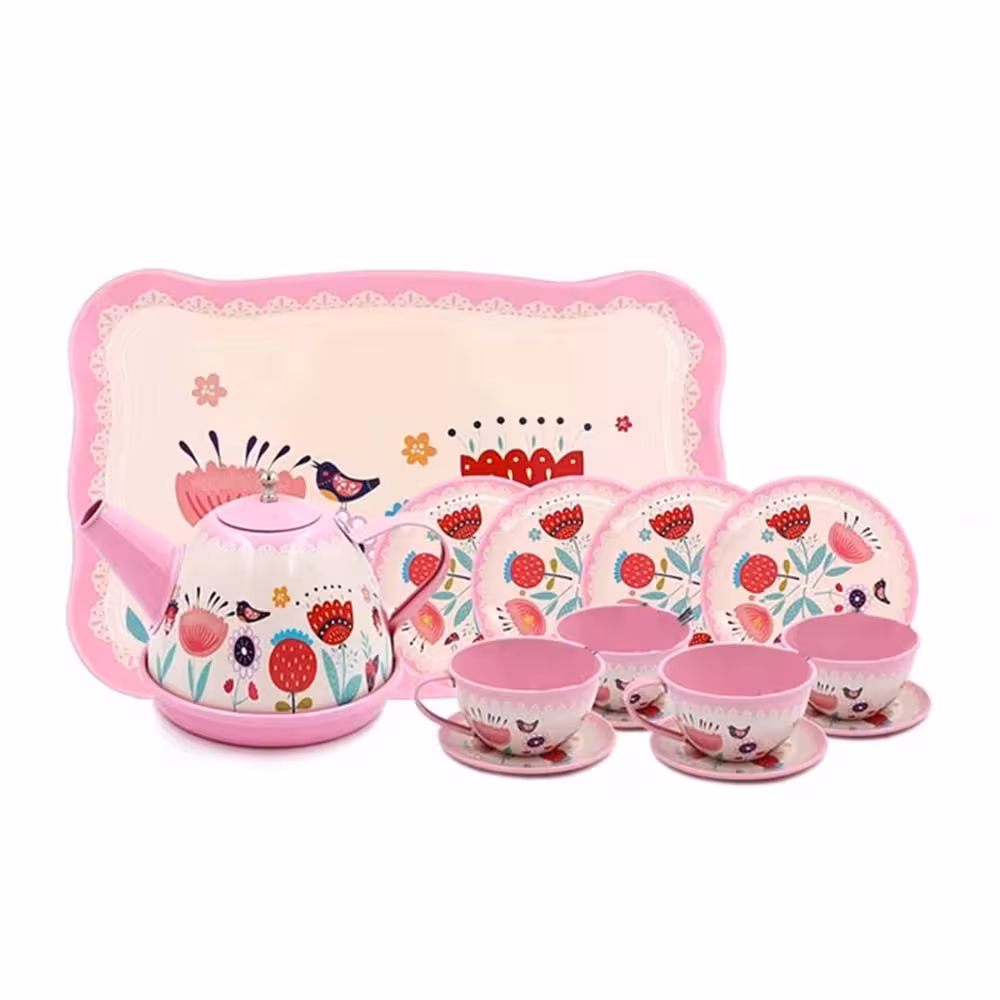 اسباب بازی ست چای خوری فلزی طرح گل کد 998