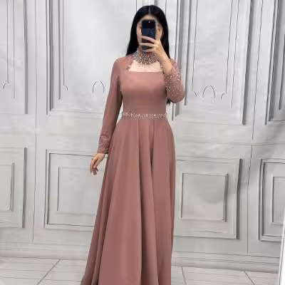 پیراهن مهمانی زنانه کرپ مدل خورشید