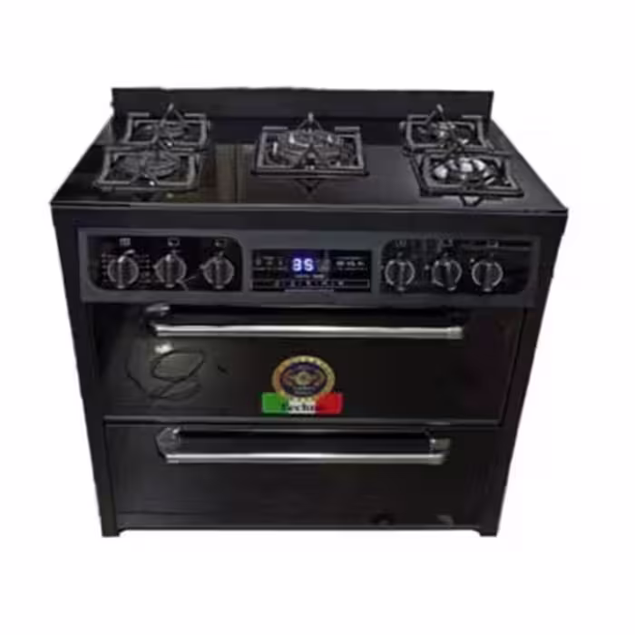 اجاق گاز طرح فر تکنو پروسا techno مدل 13000 مشکی صفحه شیشه ای
