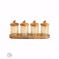 جا ادویه چوب و برنج ست 4 تایی گلدکیش طرح WOOD مدل GK829503