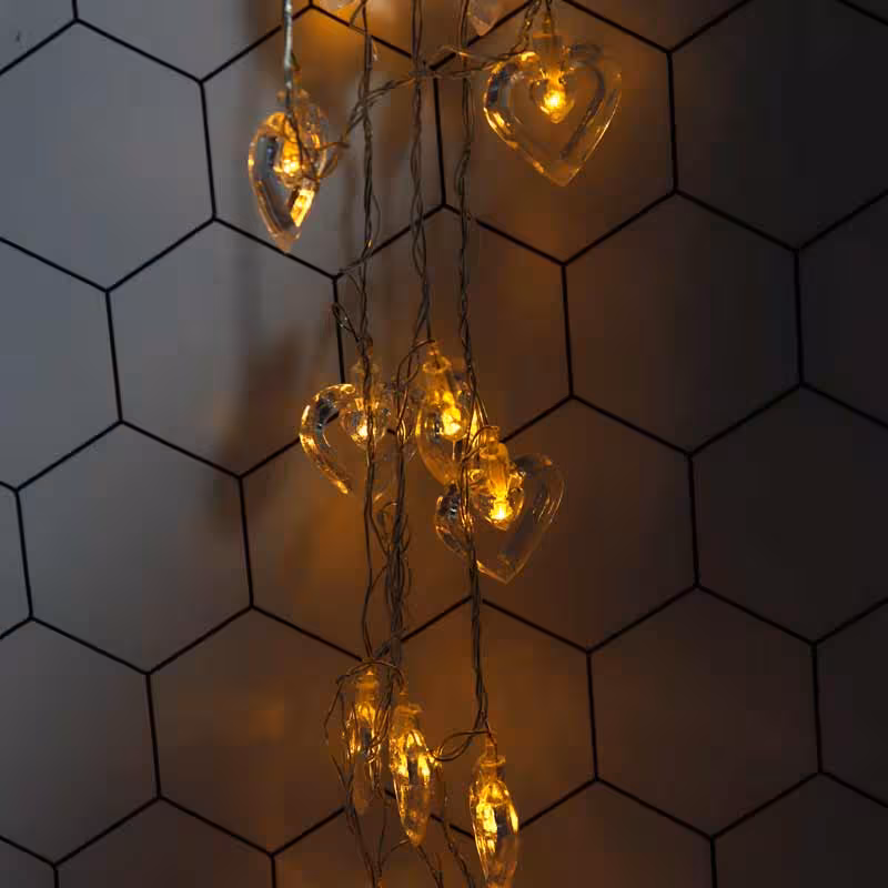 ریسه طرح قلب شیشه ای آفتابی 5٫5 متر