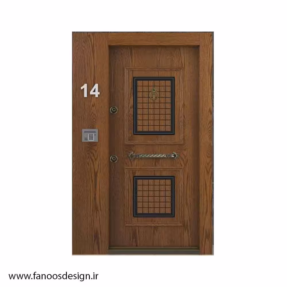 درب ضد سرقت لوکس ایرانی با روکش چوب دو قاب کد 1319