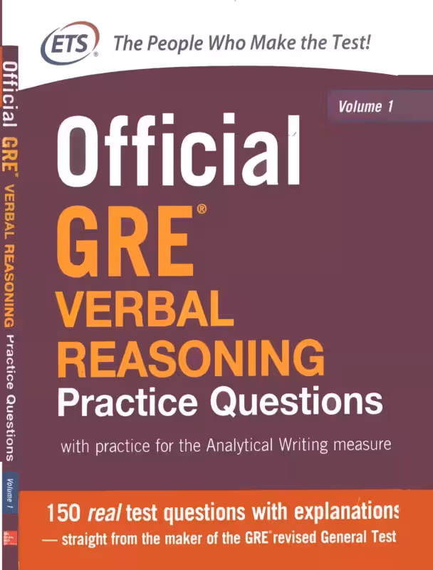 آفیشیال جی آر ای وربال ریسونینگ پرکتیس کوئزشن | کتاب انگلیسی Official GRE Verbal Reasoning Practice Questions