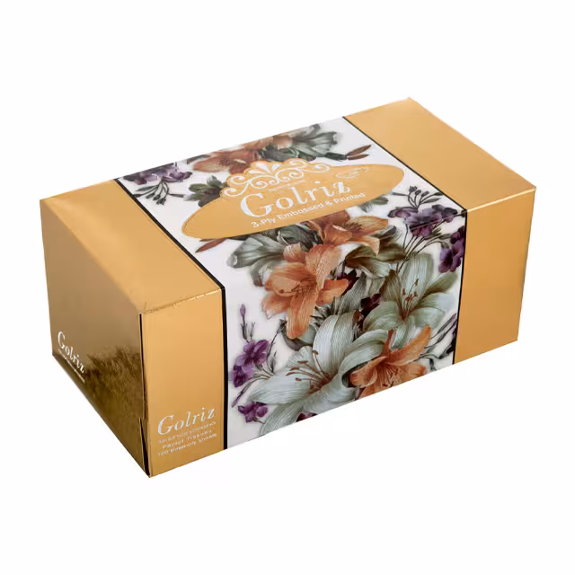 دستمال کاغذی طرح طلایی گلریز 100 برگ سه لا