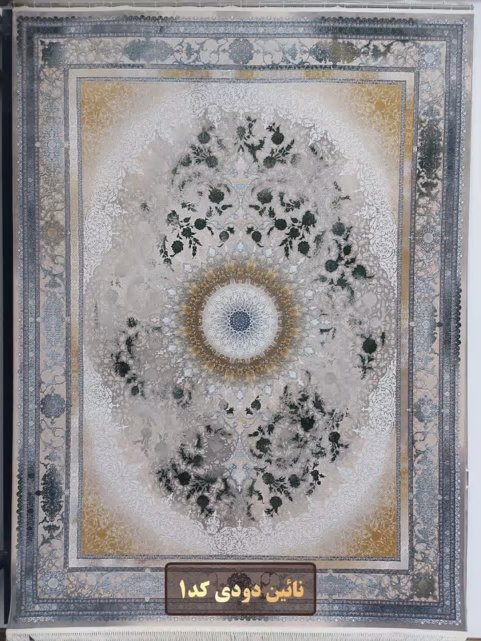 فرش 1200شانه کاشان تراکم 3600صددرصد اکرولیک نایین دودی mg