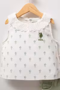 ست لباس نوزاد دختر سفید یو اس پولو