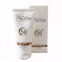 کرم ضد آفتاب بی‌رنگ  SPF50 مدیسان مناسب پوست های معمولی و چرب 50 میلی لیتر