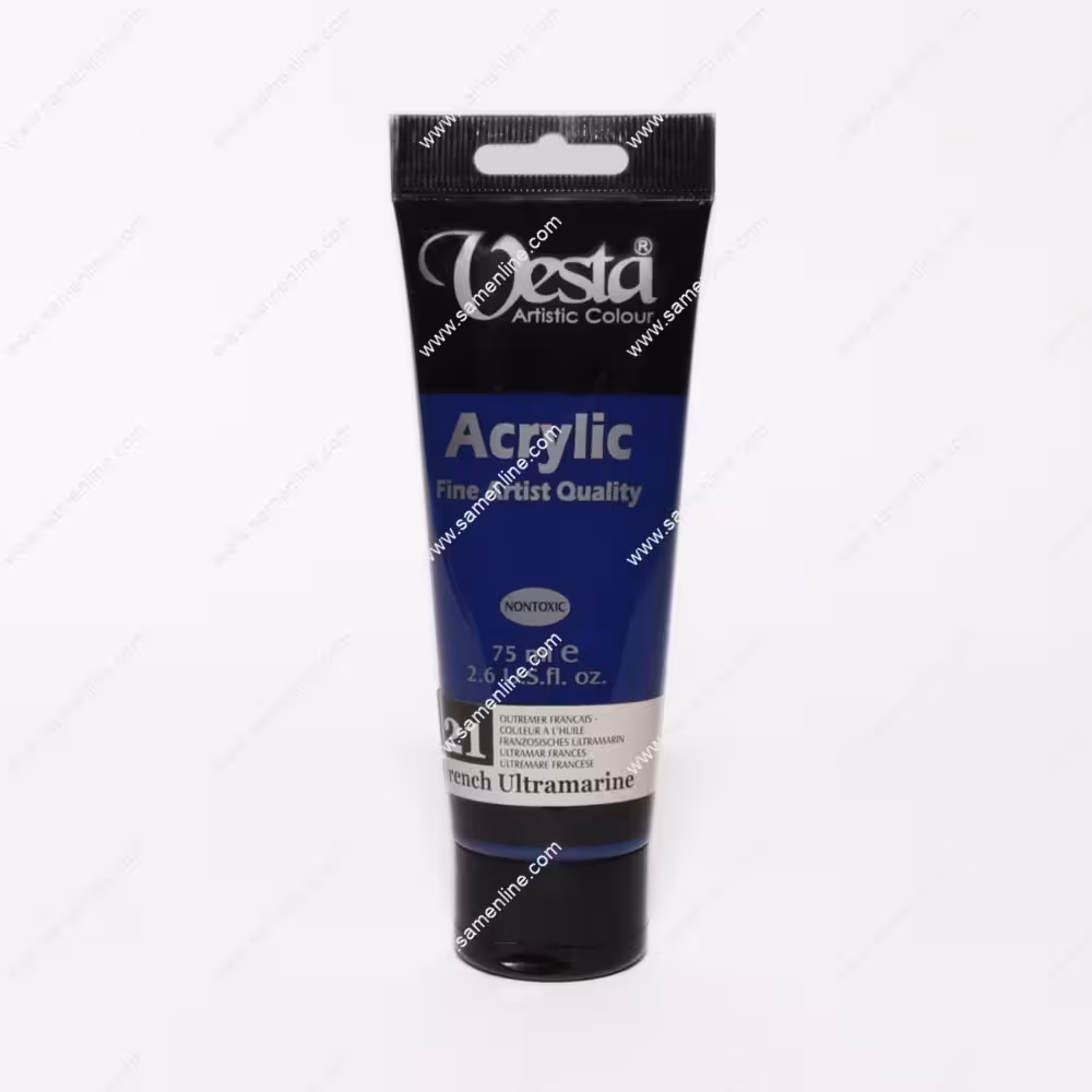 رنگ اکریلیک تک رنگ وستا 75 میلی لیتری کد French Ultramarine 21