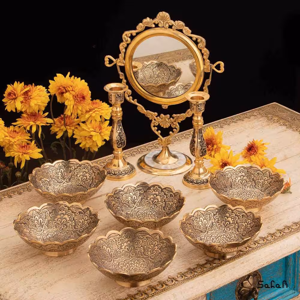 ست هفت سین برنجی طلایی کد 086