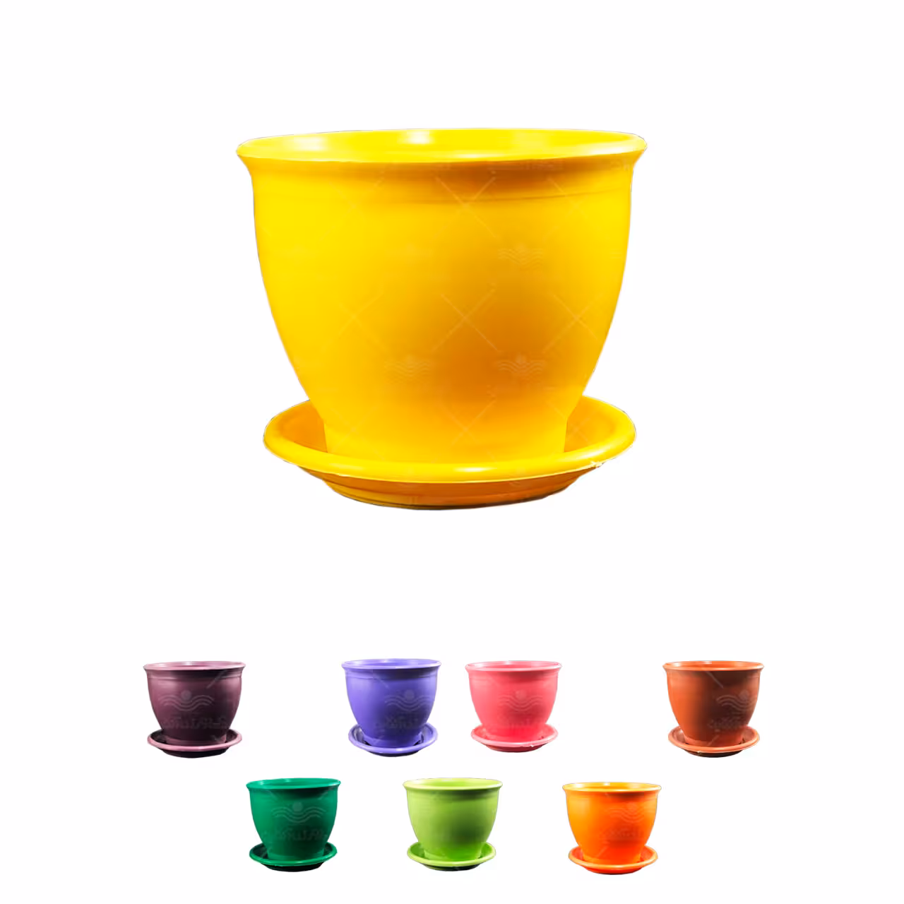 گلدان رنگی گرد پلاستیکی طرح بتا با زیرگلدانی سایز 10