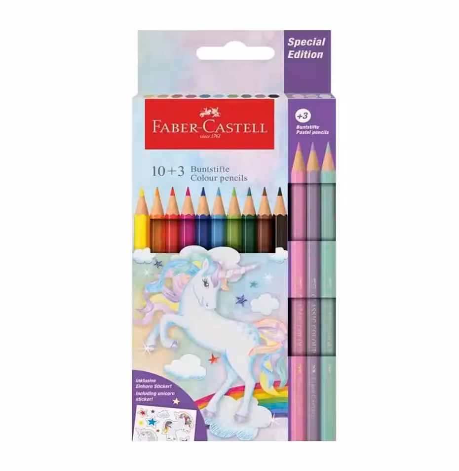 مداد رنگی 3 10 ساده و پاستلی تک شاخ فابرکاستل