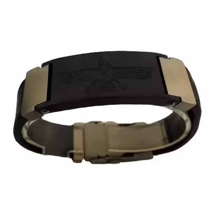 دستبند چرم مدل Faravahr رنگ مشکی