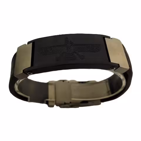 دستبند چرم مدل Faravahr رنگ مشکی