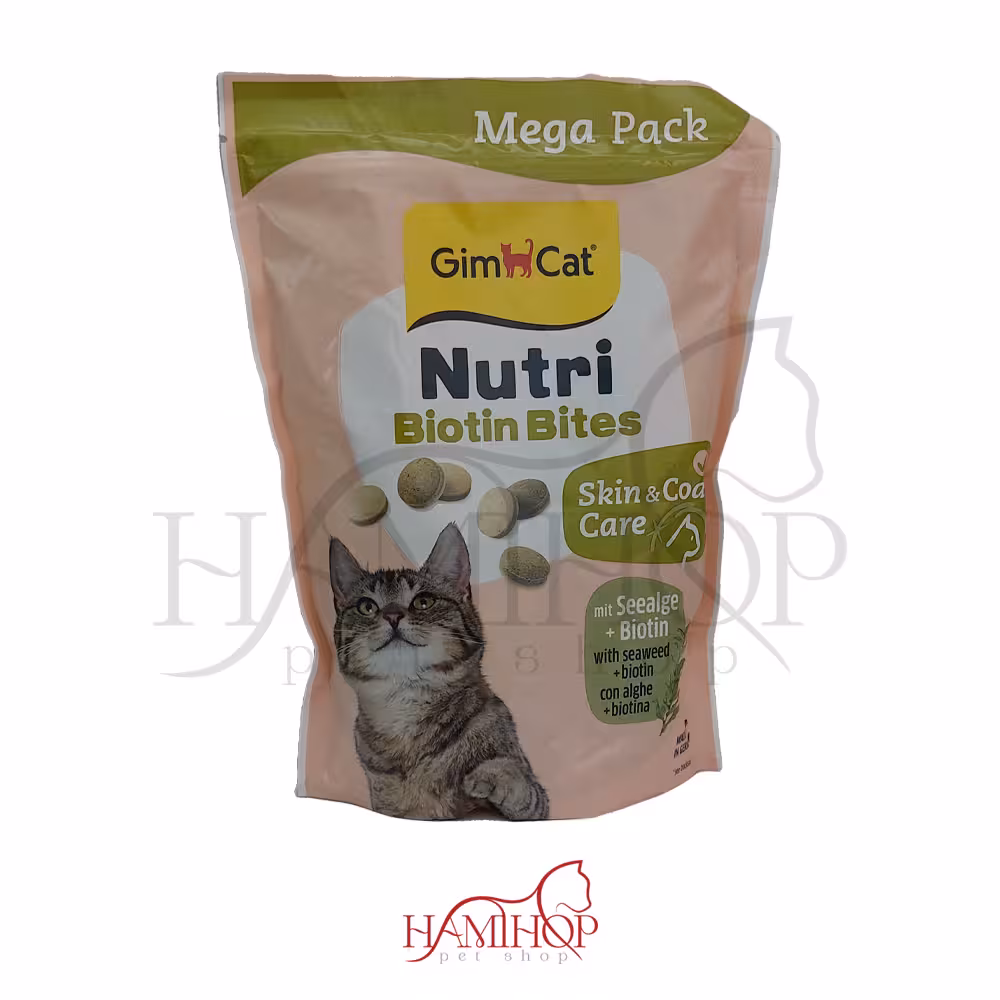 قرص تقویت کننده پوست و مو گربه جیم کت GimCat Tabs Skin & Coat وزن 425 گرم